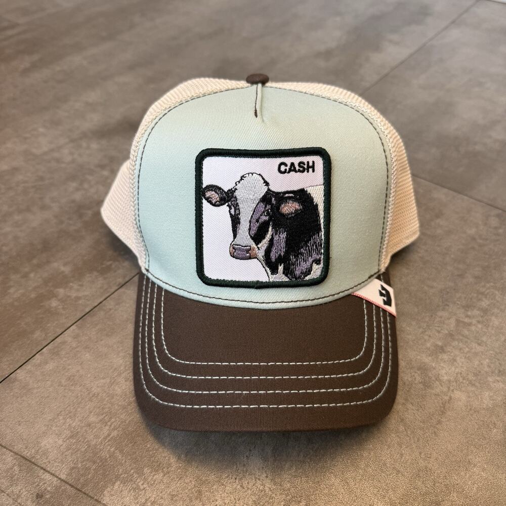 Goorin Bros Cow Patch Trucker Hat Mint Brown Adjustable Mesh Back Animal Men